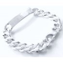 Silver Curb Chain Bracelet With ID-Plate 10mm 20-24 cm 44-54g